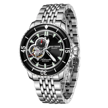 Reef Tiger/RT Роскошные мужские часы для дайвинга с автоматическим стальным браслетом, светящиеся водонепроницаемые часы Relogio Masculino RGA3039 Изображение 2