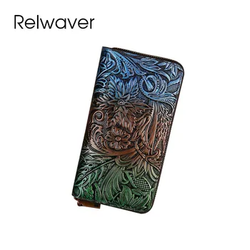 Relwaver женский кошелек из натуральной кожи с блестящим цветочным тиснением, длинный кошелек 2024, весенне-летний праздничный клатч, кошелек на молнии, кошелек Изображение 2
