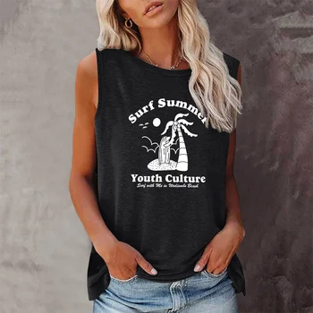 Seeyoushy Surf Summer Youth Culture С принтом, Новая Модная футболка в стиле Харадзюку, Женская футболка Без рукавов, Летний топ, женские футболки с круглым вырезом