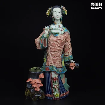 Shiwan boneka butik master bekerja musim gugur figur wanita kerajinan ornamen keramik mengirim hadiah kreatif orang asing