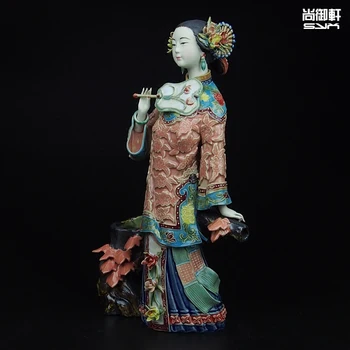 Shiwan boneka butik master bekerja musim gugur figur wanita kerajinan ornamen keramik mengirim hadiah kreatif orang asing Изображение 2