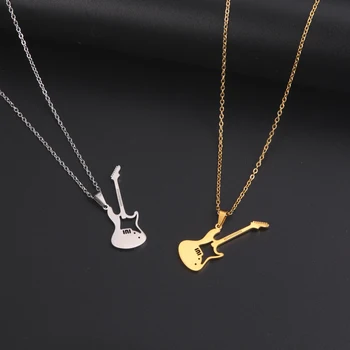 Skyrim Хип-хоп Гитара, ожерелье для женщин, мужчин, панк-рок, шейная цепочка, колье, Музыкальный аксессуар из нержавеющей стали, Подарки для пары