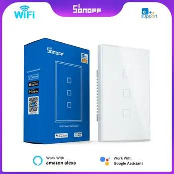 SONOFF Wifi Умный Настенный Сенсорный Выключатель TX T0 T1 T2 T3 EU US Uk 1/2 /3Gang Smart Home Control Для приложения eWeLink RF433 Alexa Google Home