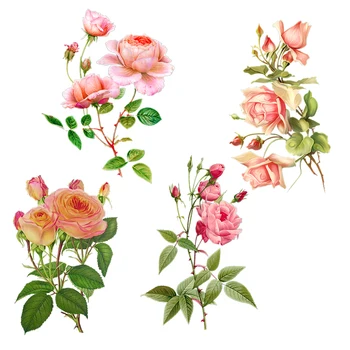 Three Ratels QCF193 Очаровательная роза с ветками и листьями ПВХ наклейка украшение комнаты наклейка на туалет