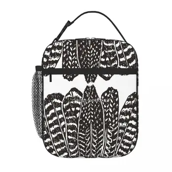 Tribal Feathers Черная сумка для ланча Ланчбокс Сумка для ланча для детей