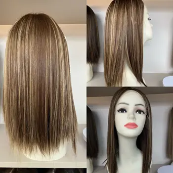 TsingTaowigs Кошерные парики из европейских человеческих волос Коричневый кружевной топ 16 дюймов для женщин Бесплатная Доставка