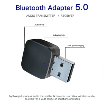 USB BT5.0 2 In1 Передатчик Приемник USB Mini 3,5 мм AUX Стерео Беспроводной Музыкальный Адаптер Для Автомобильного Радио TV BT Наушники