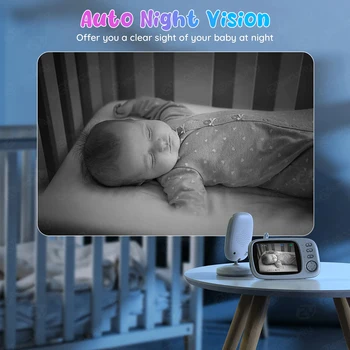 VB603 Беспроводная видеоняня 2.4G с 3,5-дюймовым ЖК-дисплеем, двусторонний аудиовызов, камера наблюдения ночного видения, няня Изображение 2