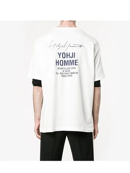 y3 Памятный стиль, футболка с коротким рукавом, одежда унисекс, футболки yohji yamamoto, мужские топы, свободные футболки оверсайз с круглым вырезом, белые