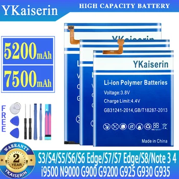 YKaiserin Аккумулятор Для Samsung Galaxy S3 S4 S5 S6 S7 S6Edge S7Edge S8 Примечание 3 4 Note3 Note4 i9500 N9000 G900 G9200 G925 G930 G935