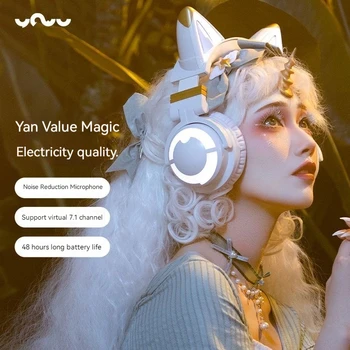 Yowu Cat Ear 3g Headworn Беспроводное Шумоподавление High Beauty Cute Girl Game Киберспортивные Наушники 7.1 Virtual Audio Наушники