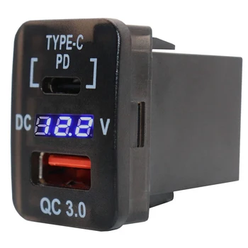 Автомобильное USB-зарядное устройство 30X20 мм QC3.0 Быстрая зарядка с адаптером USB-зарядного устройства PD Type C для Toyota