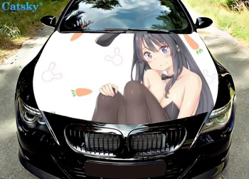 Автомобильные Коврики Mai Sakurajima Peeker, Наклейка со львом на капот автомобиля, виниловая наклейка на капот, полноцветная графическая наклейка, ИЗГОТОВЛЕННАЯ на ЗАКАЗ
