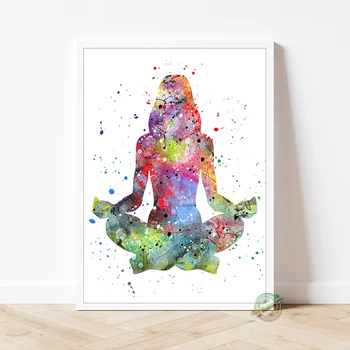 Акварельный плакат для Йоги, Настенная Художественная картина, холст, печать, Комната для девочек, Современное Украшение дома, Подарок Изображение 2