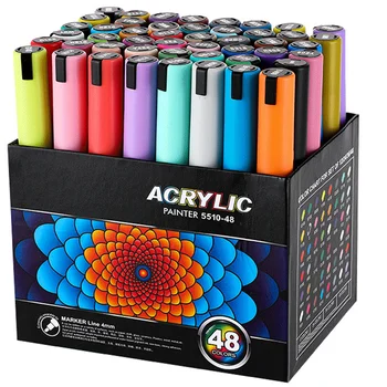 Акриловые фломастеры с наконечником 2,0 мм, ручки для рисования граффити, маркеры 60 цветов, перманентные фломастеры для рисования, поделки, художественные принадлежности