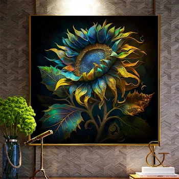 Алмазная живопись Flower 5D Мечтательная красивая алмазная живопись Sunflower, инкрустированная бриллиантами, картина для вышивки, украшение дома Изображение 2