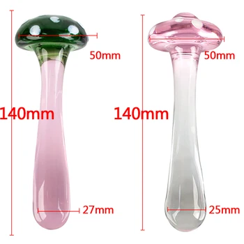 Анальная пробка из хрустального стекла в виде гриба, реалистичный фаллоимитатор, мастурбатор для вагинальной стимуляции точки G, секс-игрушки для женщин, товары для взрослых Изображение 2
