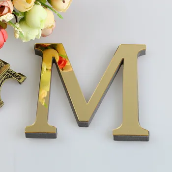 Английский алфавит, акриловое зеркало, 3D наклейка на стену, домашний декор, обои с золотыми буквами, праздничный свадебный плакат, 20 см Изображение 2
