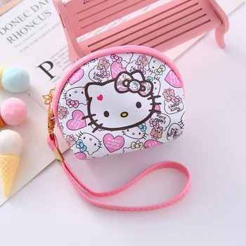 Аниме-периферия Hello Kitty, Кавайный милый мультяшный детский кошелек для монет, сумка для хранения, Креативный клатч, Фестивальный подарок Оптом Изображение 2