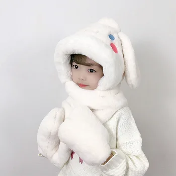 Аниме Фигурка Куроми Cinnamoroll Детская Плюшевая шапка, Перчатки, шарф, наборы Sanrio Kids, зимний Милый теплый подарок на день рождения в новом стиле