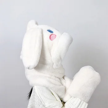 Аниме Фигурка Куроми Cinnamoroll Детская Плюшевая шапка, Перчатки, шарф, наборы Sanrio Kids, зимний Милый теплый подарок на день рождения в новом стиле Изображение 2