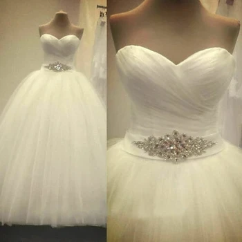 Бальное платье ANGELSBRIDEP Sweetheart, свадебные платья Robe De Mariee, модный пояс, хрустальное платье в пол, дешевое платье невесты, ГОРЯЧЕЕ