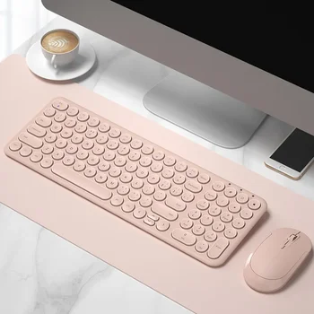 Беспроводная бесшумная игровая клавиатура и мышь 2.4G, клавиатура с круглой крышкой, игровая мышь для Macbook PC, клавиатура для геймерского компьютера, ноутбука