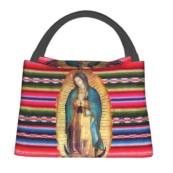 Богоматерь Гваделупская Virgen Maria Zarape, Изолированная сумка для ланча для школьного офиса, Католический холодильник Virgin Mary, Термос для ланча Изображение 2