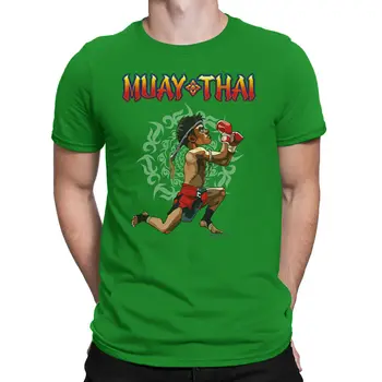 Боец муай-тай мультфильм мужские органических футболка боец Таиланд одежда топ