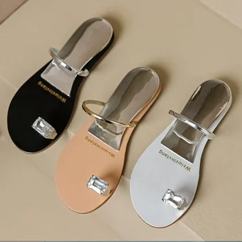 Брендовые дизайнерские женские тапочки на плоской подошве, Новые летние сандалии 2022 года, женская верхняя одежда, тапочки большого размера 41-43, женская обувь для девочек