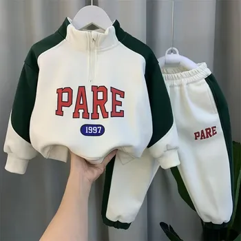 Весенний костюм для мальчиков 2023 года, новый модный детский свитер, Штаны, Осенний комплект спортивной одежды из 2 предметов