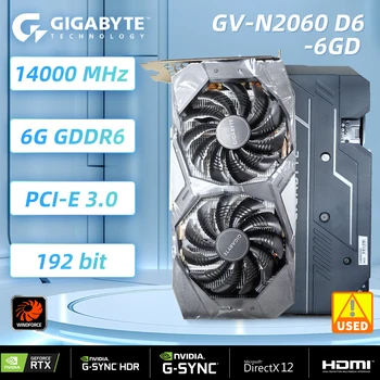 Видеокарта GIGABYTE GeForce RTX 2060 D6 6G PCI Express 3.0 x16 GV-N2060D6-6GD DP HDMI RTX-2060-D6 Б/у Видеокарта RTX2060