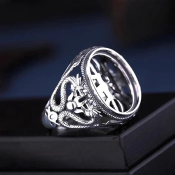 Винтажное Мужское кольцо из стерлингового серебра 925 пробы 12x16 мм 14x18 мм с овальным Кабошоном, Полумонтажное Обручальное кольцо, подходит для янтаря и бирюзы