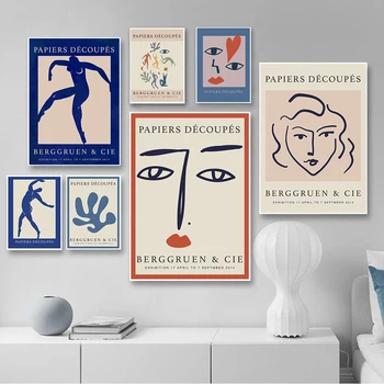 Винтажные плакаты и принты с женским лицом, абстрактная Танцевальная настенная живопись на холсте, Скандинавские настенные панно для домашнего декора гостиной