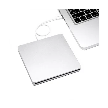 Внешний DVD-привод USB 2.0, портативный CD DVD +/-RW Привод, устройство записи DVD для ноутбука Macbook Pro Air Windows 7/8/10 Серебристый Изображение 2