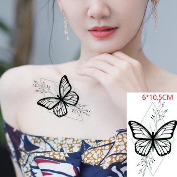 Водонепроницаемая Временная Татуировка Наклейка ins Butterfly sexy flowers Body Art flash tatoo поддельная татуировка для Женщин Мужчин Изображение 2