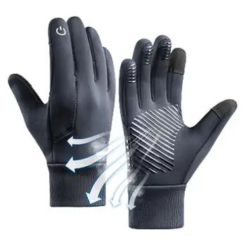 Водонепроницаемые зимние перчатки, Ветрозащитные варежки с сенсорным экраном, Зимние лыжные перчатки, женские зимние теплые перчатки, Многофункциональные Противоударные Изображение 2