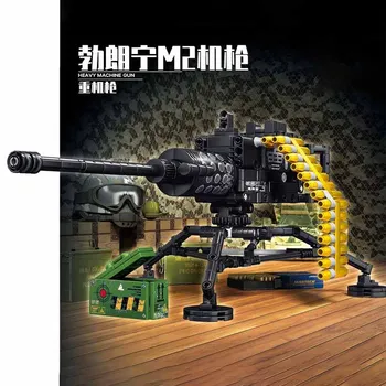 Военный пулемет Browning M2 Второй мировой войны, сборная модель, Строительные блоки, солдат, наборы для поделок, Куклы, кирпич, Детские игрушки, подарок Изображение 2