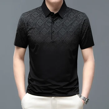 Высококачественная тренировочная рубашка для гольфа, роскошная модная футболка с коротким рукавом и отворотом, Повседневная деловая мужская одежда для работы в офисе. Изображение 2