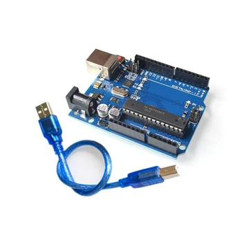 высококачественный один комплект Официальной коробки UNO R3 ATMEGA16U2 + Микросхема MEGA328P Для Arduino UNO R3 Development board + USB-КАБЕЛЬ