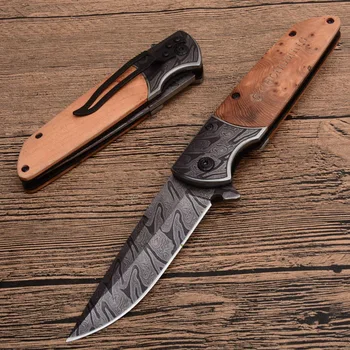 Высококачественный складной нож 9Cr18Mov с деревянным лезвием и стальной ручкой, тактические походные ножи для выживания, охотничий карманный нож EDC Tools