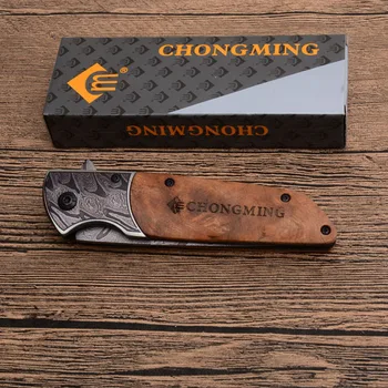 Высококачественный складной нож 9Cr18Mov с деревянным лезвием и стальной ручкой, тактические походные ножи для выживания, охотничий карманный нож EDC Tools Изображение 2