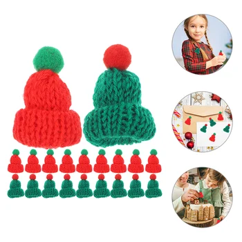 Вязаная маленькая Рождественская шапочка, мини-шапочки для вязания своими руками, крошечные украшения, Шерстяная пряжа, елка для рукоделия, шапочка