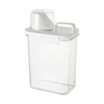 Герметичный дозатор стирального порошка Коробка для хранения Прозрачный контейнер для стирального порошка с мерным стаканом Пластиковая банка для хлопьев Изображение 2