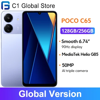 Глобальная версия POCO C65 NFC 128 ГБ/256 ГБ Аккумулятор 5000 мАч MediaTek Helio G85 50 Мп Тройная камера 6,74 
