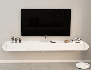 Гостиная Современный минималистичный подвесной шкаф для телевизора из массива дерева для небольшой квартиры