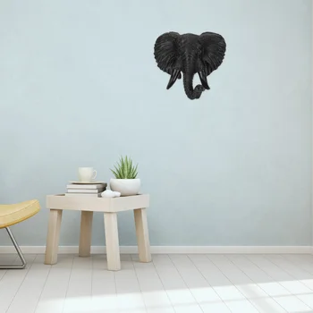 Декор в виде головы слона, 3D Настенная статуя в виде головы животного, Скульптуры африканских животных, Подвесная Фигурка дикой природы, Орнамент в виде животных из смолы Изображение 2