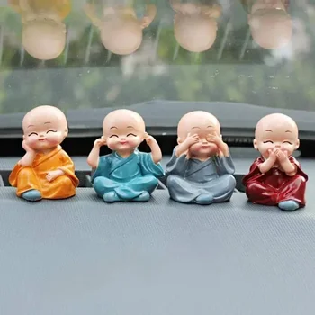 Декоративные статуэтки для домашнего офиса, украшения интерьера автомобиля, четыре не маленьких монаха шаолиньского кунг-фу, детские игрушки, украшения