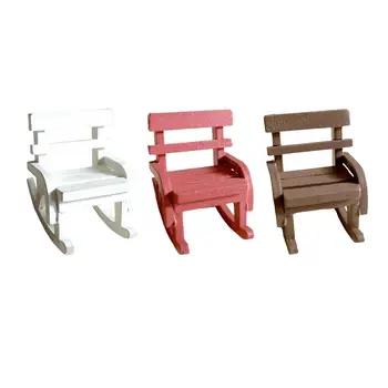 Деревянные стулья для кукольного домика, мини-качалка для ролевых игр в стиле ретро для сказочного сада, украшения для микроландшафтной сцены жизни, Аксессуары