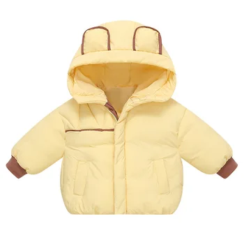 Детская хлопчатобумажная куртка 2024, зимняя новинка, мужская и женская пуховая куртка с капюшоном для детей 0-6 лет, плюшевая утепленная теплая куртка